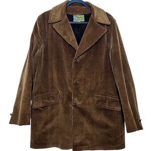 Vintage 60s Derby of San Francisco Sherpa Lined Corduroy Jacket Overcoat Size 42